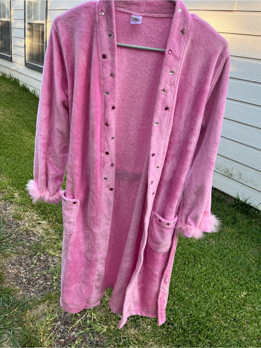 Plush Pink Faux-Fur Trim Cozy Robe Cardigan - Women's Sweater